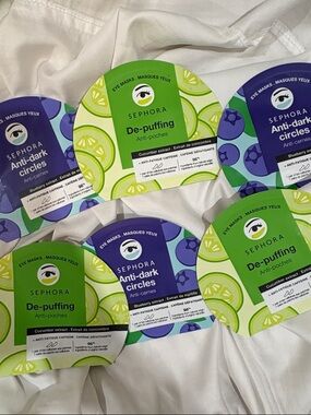Sephora De-puffing & Anti-dark Circles Eye Masks — Green & Purple SET OF 6